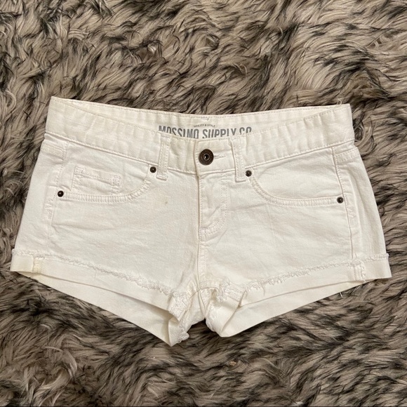 Low Rise Womens White Denim Shorts 
